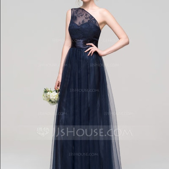Navy Long Bridesmaid Formal Prom Dress, Size 18 - Picture 1 of 6